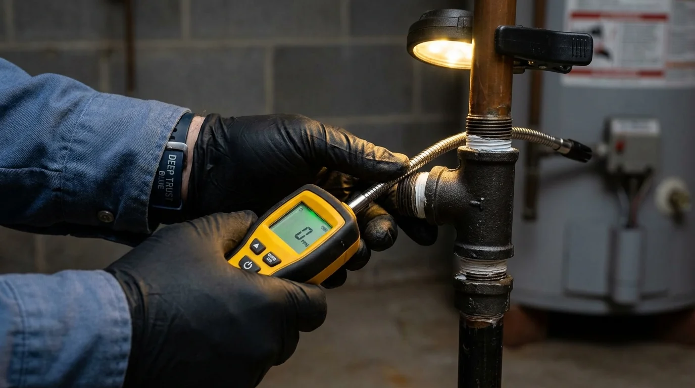 Gas leak detection with electronic sniffer by Johns Plumbing LLC in Grand Junction