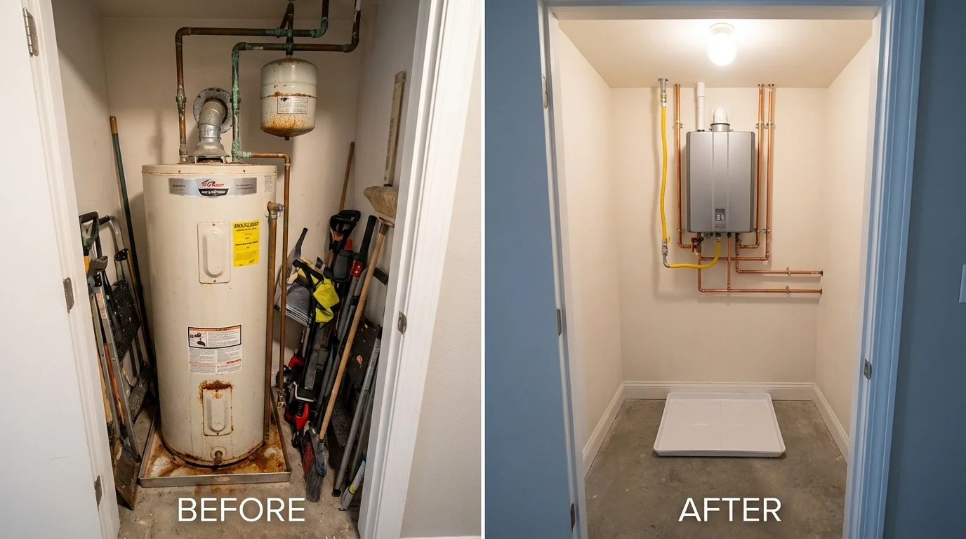 Tank water heater versus wall-mounted tankless unit comparison for Grand Junction, CO homeowners